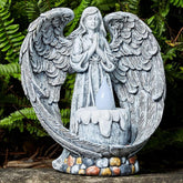 Resin Praying Wings Angel Figurines Solar Garden Statues Outdoor Sculptures For Cemetery Decorations